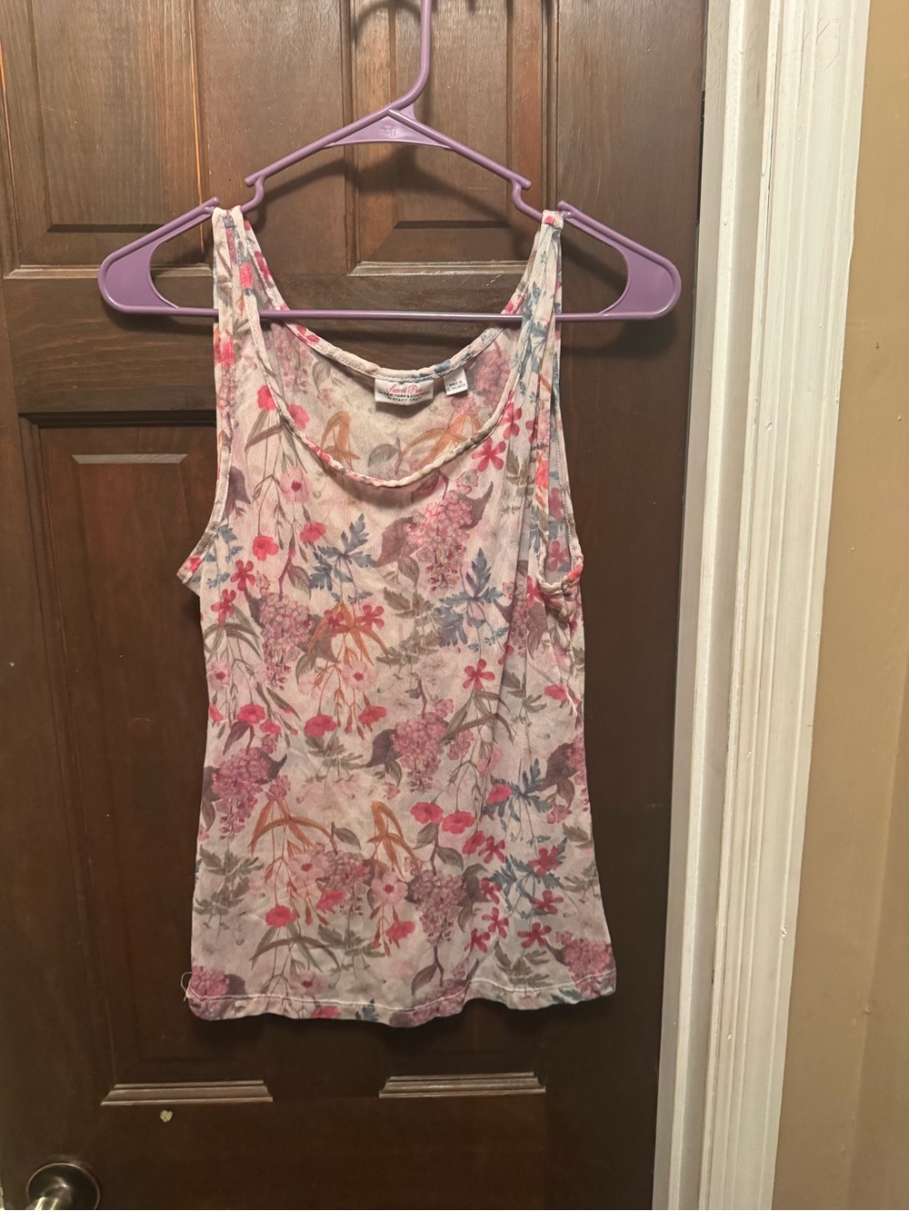 Women’s Large Sweet Pea New York & Company Scoop Neck Tank Top - Pink Floral